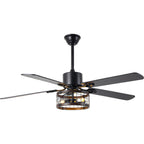 52 Inch Industrial Farmhouse Ceiling Fan with Lights and Remote Control, 6 Speeds Reversible Caged Ceiling Fan for Living Room