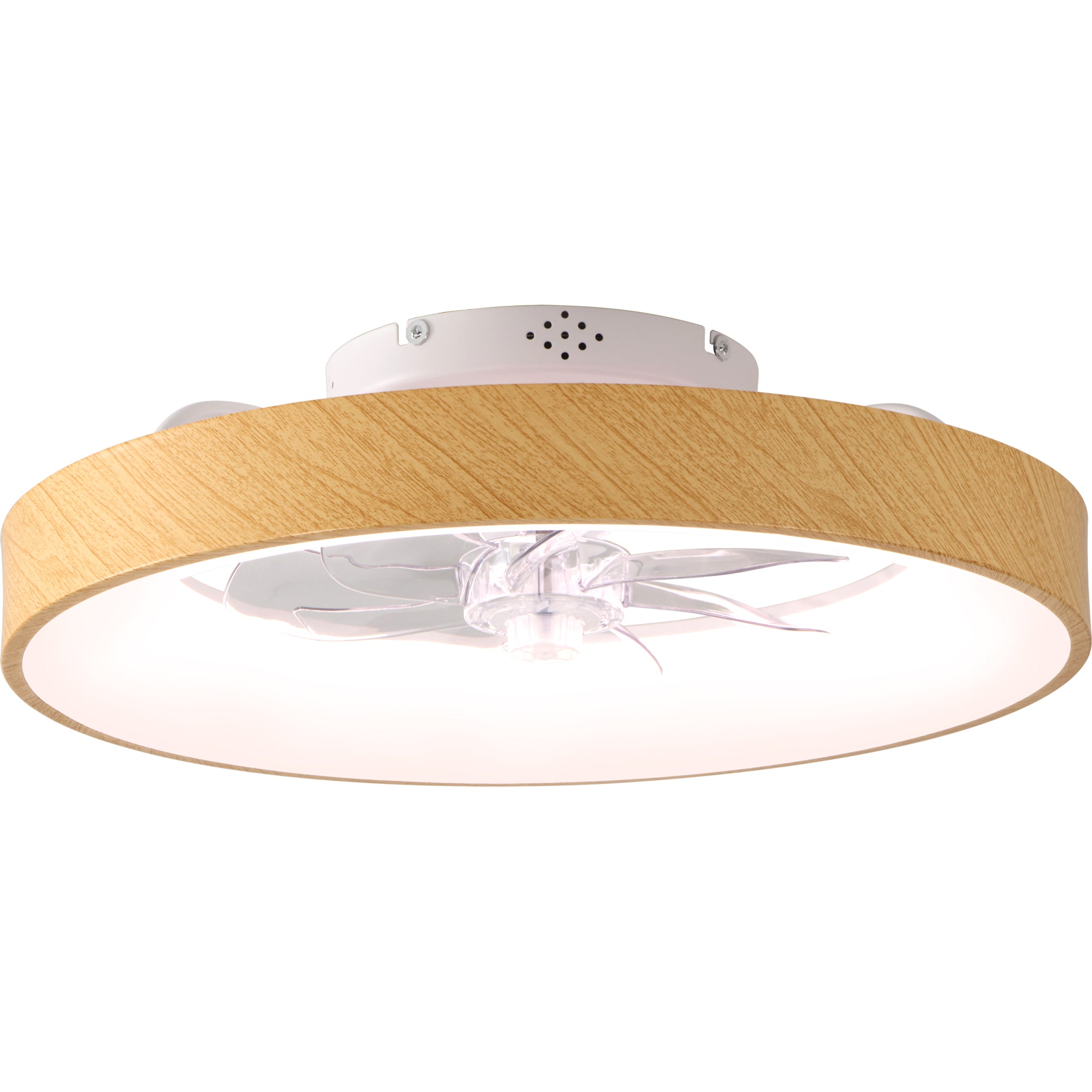 20 Inch Modern Smart Flush Mount Ceiling Fan with Dimmable LED Light, 6-Speed DC Motor Bladeless Ceiling Fan with Remote