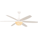 65 Inch White Bohemian  Ceiling Fan with Lights and Remote, 6 Speeds DC Motor Reversible Large Ceiling Fan for Living Room