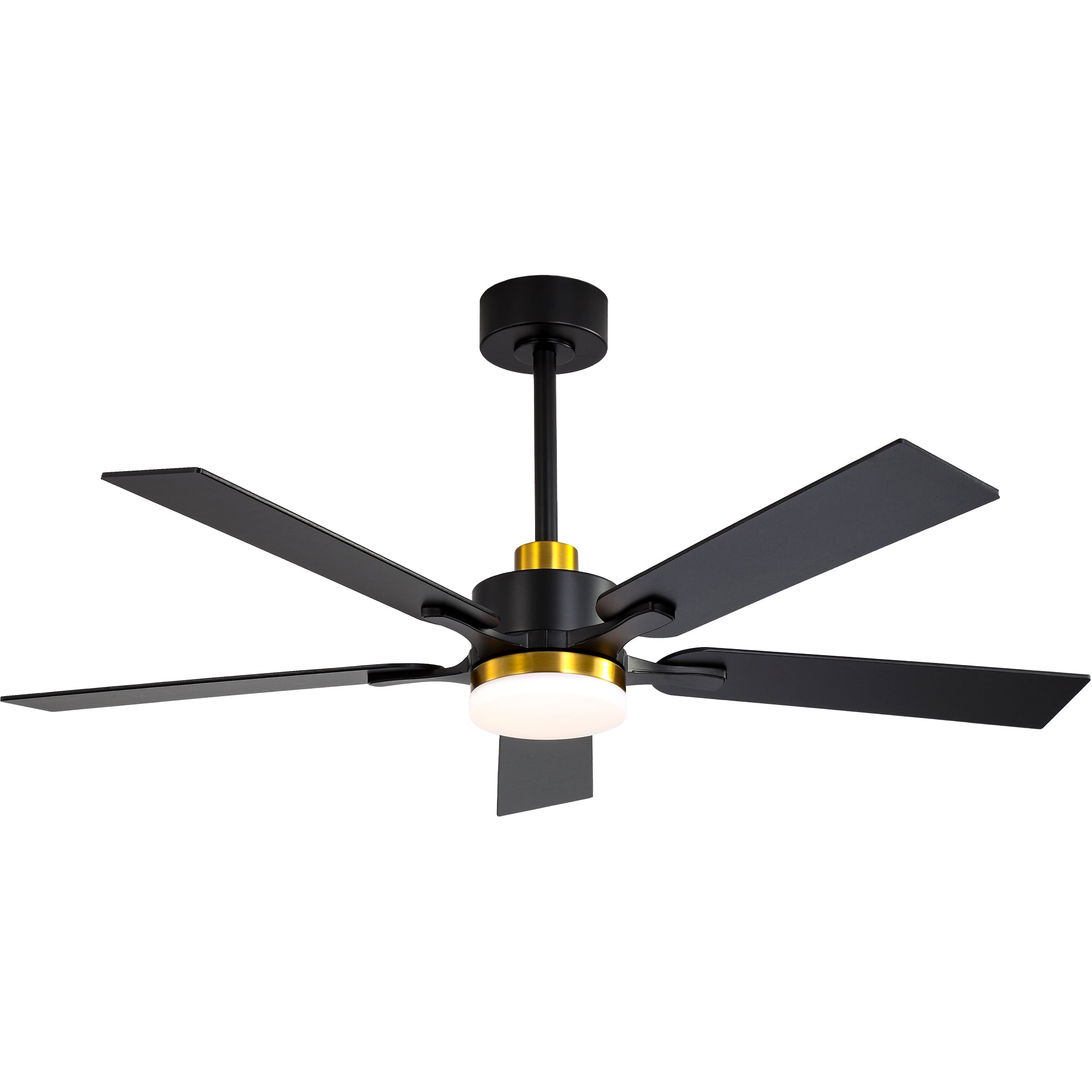 52 Inch Modern Ceiling Fan with LED Light and Remote Control, 6 Speeds Quiet DC Motor Black and Gold Ceiling Fan for Living Room