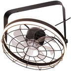 23 Inch Black Modern Wall Mounted Caged Ceiling Fan with Dimmable LED Lights and Remote, 6 Speeds Plug In Bladeless Ceiling Fan