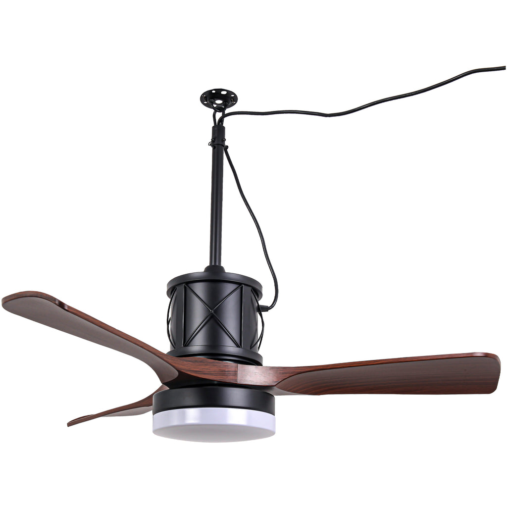 42 Inch Modern Farmhouse Smart Outdoor Ceiling Fan with Dimmable LED and Remote, 6 Speeds Waterproof Ceiling Fans Plug In Outside Patio Fan