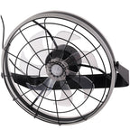 23 Inch Black Modern Wall Mounted Caged Ceiling Fan with Dimmable LED Lights and Remote, 6 Speeds Plug In Bladeless Ceiling Fan