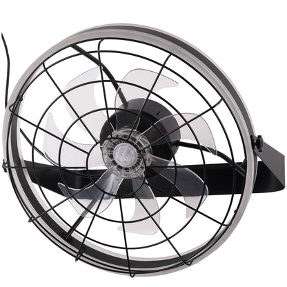 DC2035-BellaDepot 23" Metal Caged Ceiling Fan with Remote Control, Wall Mounted or Ceiling Mounted Fan with LED Light