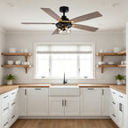 Industrial 52 Inch Gold/Black Caged Ceiling Fan with Light Quiet Reversible DC Motor with 6 Speed Remote Control Ceiling Fan 5 Blades Ceiling Fan Suit for Kitchen Bedroom Living Room