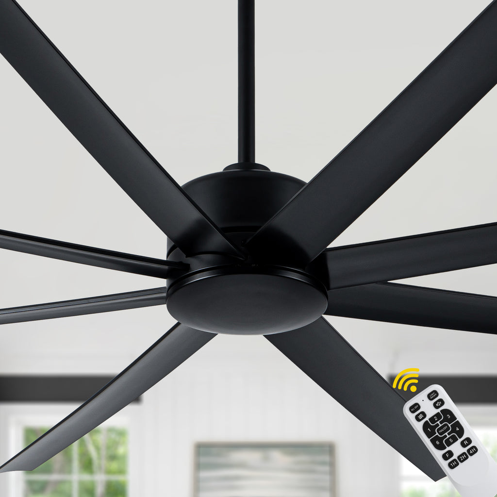 84 Inch Black Extra Large Ceiling Fan with Remote, 6 Speeds DC Motor Reversible Industrial Ceiling Fan for Large Room