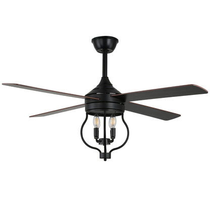 DC5212-52" Large Size Classic Reversible Black Ceiling Fan DC Motor 6-Speeds with Remote and Lights