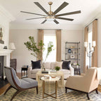 72 Inch Modern Black/Gold/Chrome Ceiling Fan with Dimmable LED Light and Remote Control, 6 Speeds DC Motor Reversible Extra Large Ceiling Fan