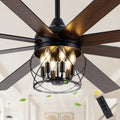 Industrial 72 Inch Large Ceiling Fan with Light Quiet Reversible DC Motor with Remote Control Ceiling Fan Adjustable Downrods Ceiling Fan Suit for Bedroom, Living Room