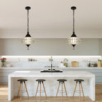 1 - Light Black/Chrome Globe Crystal Pendant Light with LED, 11.2" Dining Room Light Fixtures Kitchen Island Light