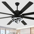 72 Inch Black/Gold/Chrome 8-Blade Modern Extra Large Ceiling Fan with LED Light and Remote, 6 Speeds DC Motor Reversible Ceiling Fan DIY Shade