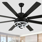 72 Inch Black/Gold/Chrome 8-Blade Modern Extra Large Ceiling Fan with LED Light and Remote, 6 Speeds DC Motor Reversible Ceiling Fan DIY Shade