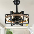 18 Inch Industrial Farmhouse Caged Ceiling Fan with Lights and Remote Control, 6 Speeds DC Motor Fandelier Ceiling Fan