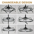24 Inch Black Modern Smart Ceiling Fan with Dimmable LED Light and Remote, 6 Speeds DC Motor Reversible Bladeless Ceiling Fan with DIY Shape