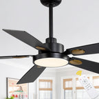 52 Inch Modern LED Ceiling Fan with Light and Remote,6 Speeds DC Motor Reversible Ceiling Fan for Living Room