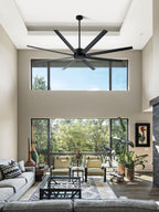84 Inch Black Extra Large Ceiling Fan with Remote, 6 Speeds DC Motor Reversible Industrial Ceiling Fan for Large Room
