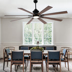 80 Inch Black Industrial Extra Large Ceiling Fan with LED Light and Remote, 6 Speeds DC Motor Reversible Ceiling Fan for Large Room