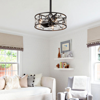 GED003-18" Modern Crystal Reversible Ceiling Fan Dimmable with Remote and Light Kit Included