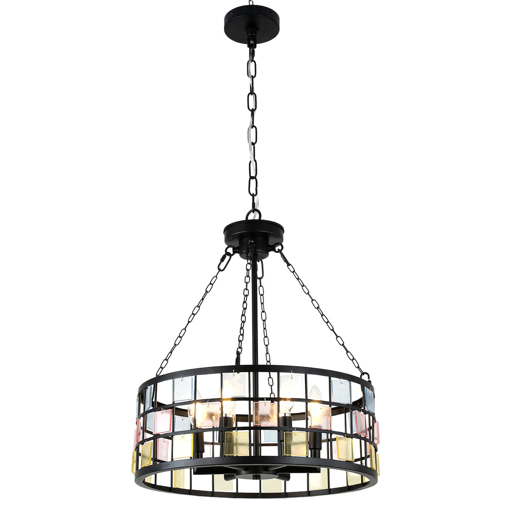 6 - Lights Modern Europe Chandelier, 17.7" Farmhouse Chandeliers for Dining Room with Adjustable Chain