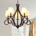 5 - Light Aged Brass Traditional Chandelier, Rustic Bronze Farmhouse Chandelier with Fabric Shades Candle Style Classic Chandelier for Living Room