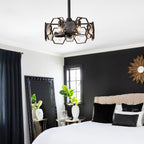 DC1903-BellaDepot 18.9" Gold/Black/Silver Finish Geometric Reversible Ceiling Fan with 6 Lights and Remote