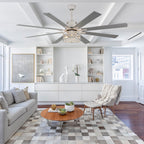 72 Inch 8-Blade Black/White Farmhouse Ceiling Fan with Lights and Remote, 6 Speeds DC Motor Reversible Extra Large Caged Ceiling Fan