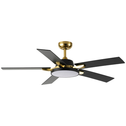 HWJ5220/5221/5222-52" 5 Wooden Blades Industrial Caged Reversible Ceiling Fan with Remote and LED Lights, Large Size 6-speed Ceiling Fan