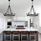 6 - Light Black Farmhouse Small Wagon Wheel Chandelier, 28" Round Chandelier Foyer Chandeliers with Height Adjustable