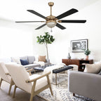 65 Inch Black/Chrome Modern Glam Crystal Ceiling Fan with Dimmable LED Light and Remote, 6 Speeds DC Motor Ceiling Fan with Crystals