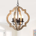 4 - Light Farmhouse Solid Wood Chandelier, Orb Geometric Chandelier Hanging Chandelier Wood Light Fixture Rustic Wooden Chandelier
