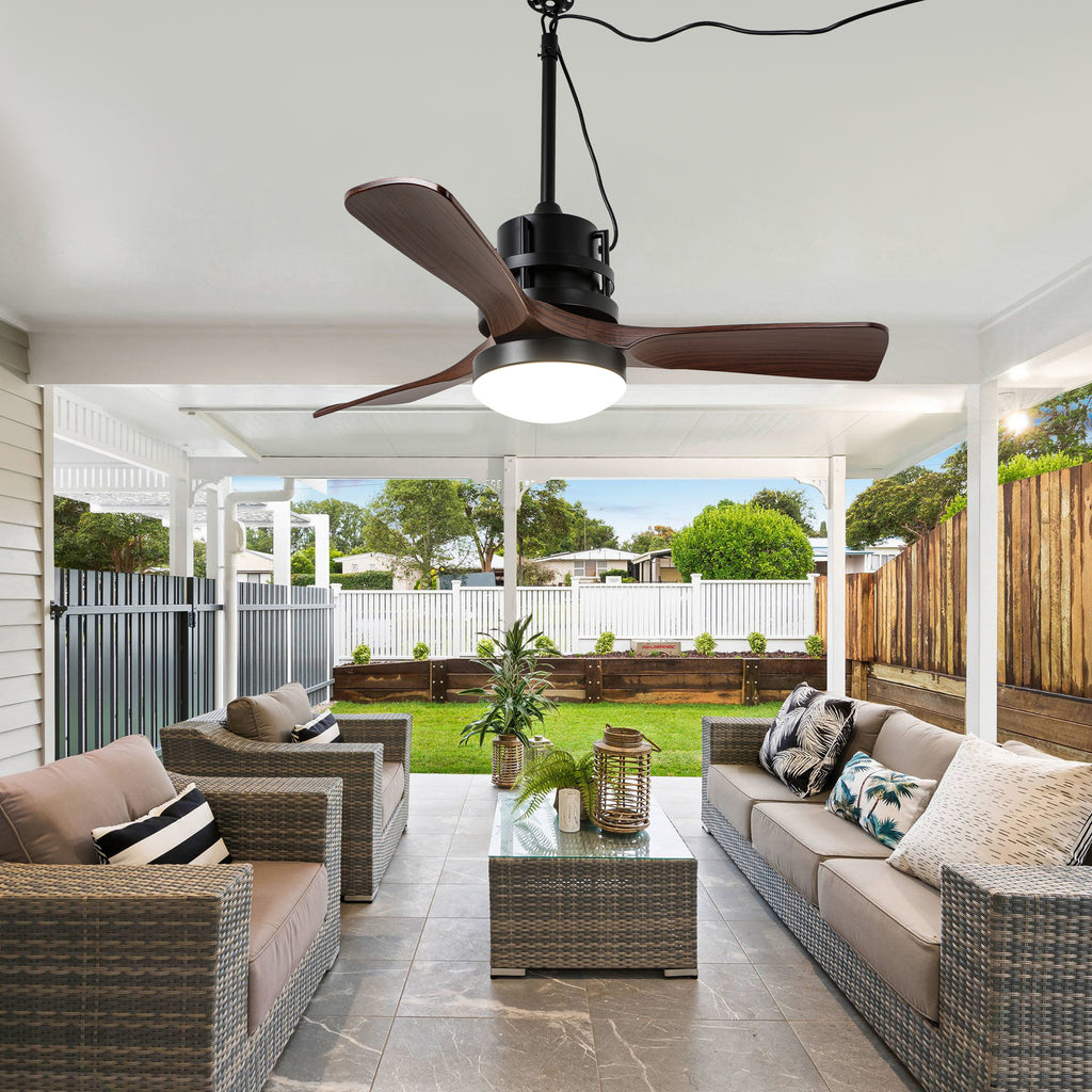 42 Inch Modern Smart Outdoor Ceiling Fan with Dimmable LED Lights,6 Speeds Plug In Waterproof Ceiling Fans for Patios
