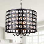 Crystal 20 Inch Metal Caged Chain Chandelier Luxurious  Modern with 5 Light Bulbs Chandelier Adjustable Chain Pendant Light Suit for Bedrooms, Kitchens, Dining Room