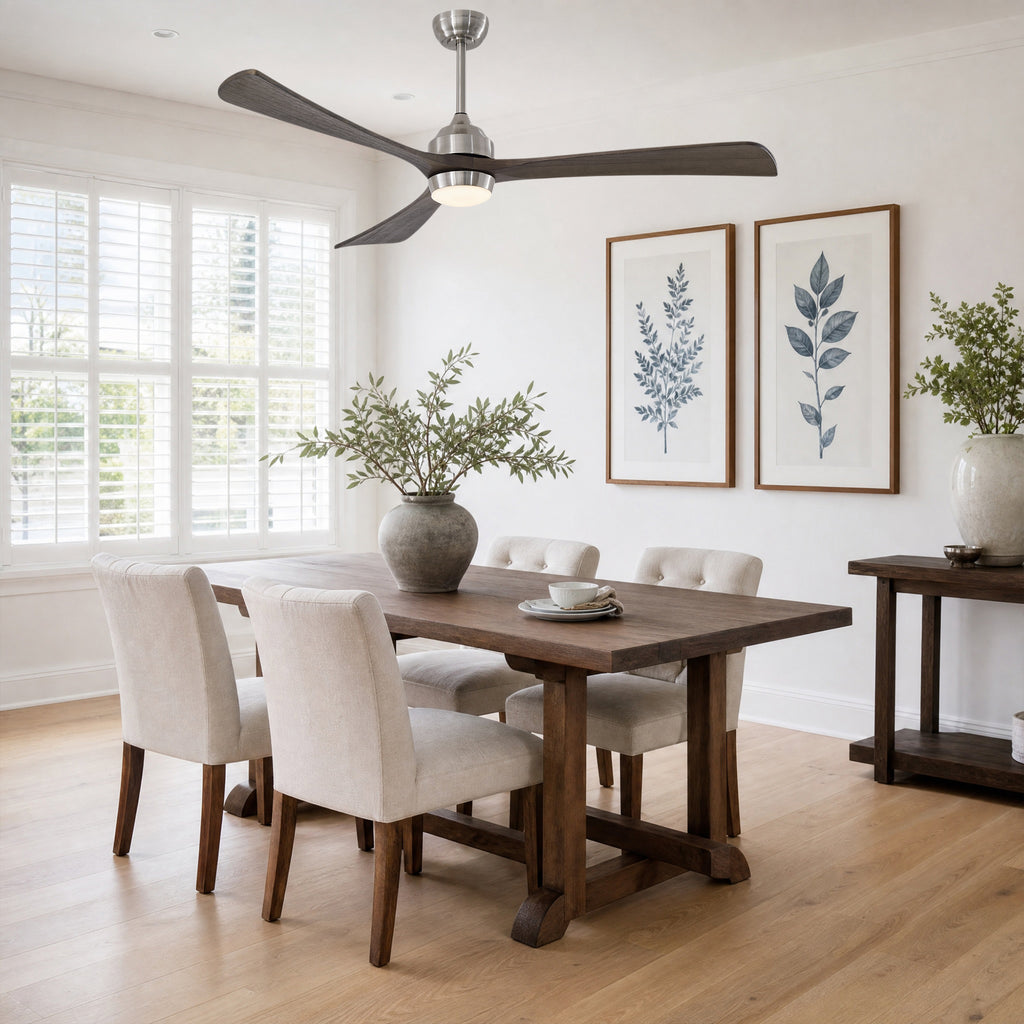62 Inch Modern Industrial Large 3 Blade Ceiling Fan with Lights & Remote Control, 6 Speed DC Motor Reversible Ceiling Fan