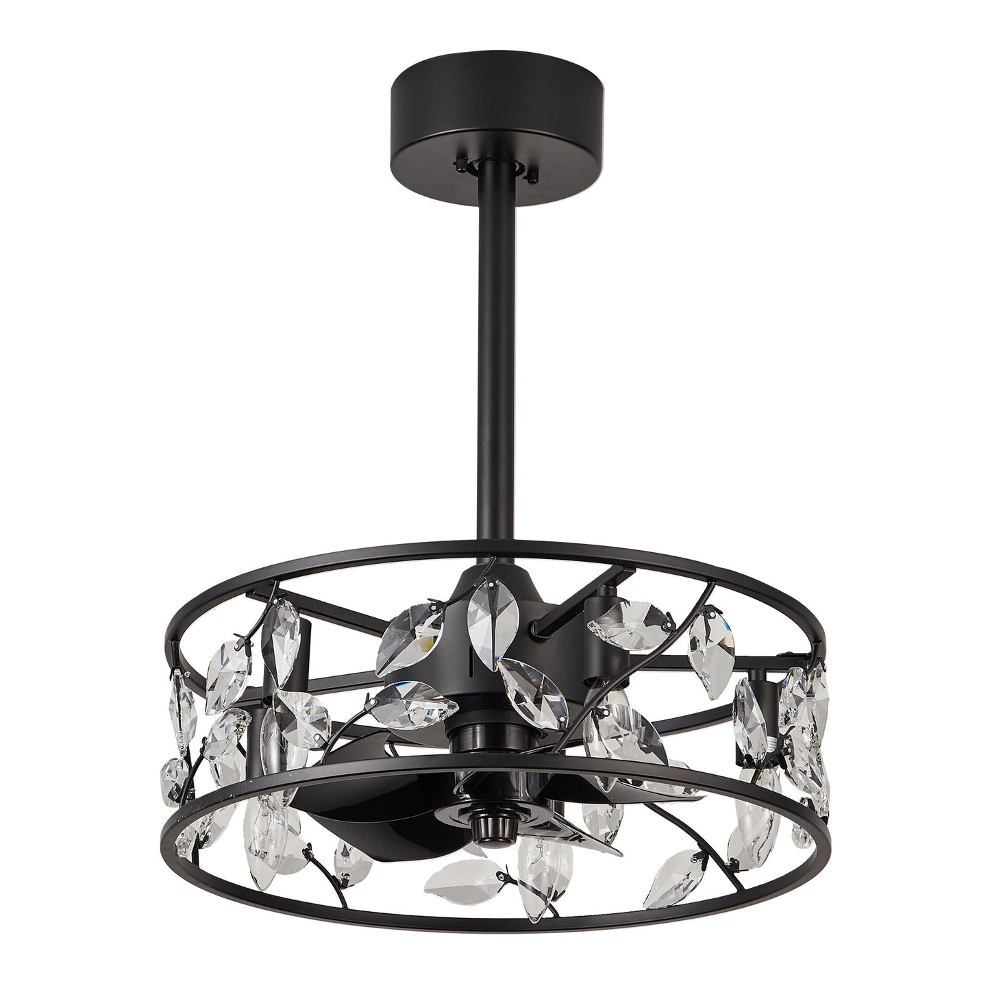 GED003-18" Modern Crystal Reversible Ceiling Fan Dimmable with Remote and Light Kit Included