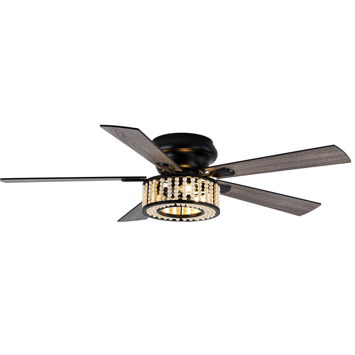 Bohemian 52 Inch Flush Mount Ceiling Fan with Light Quiet DC Motor Reversible 5 Fan Blades Farmhouse Ceiling Fan with Light Remote Control 6 Adjustable Speed Ceiling Fan Suit for Bedrooms, Kitchens, Living Rooms