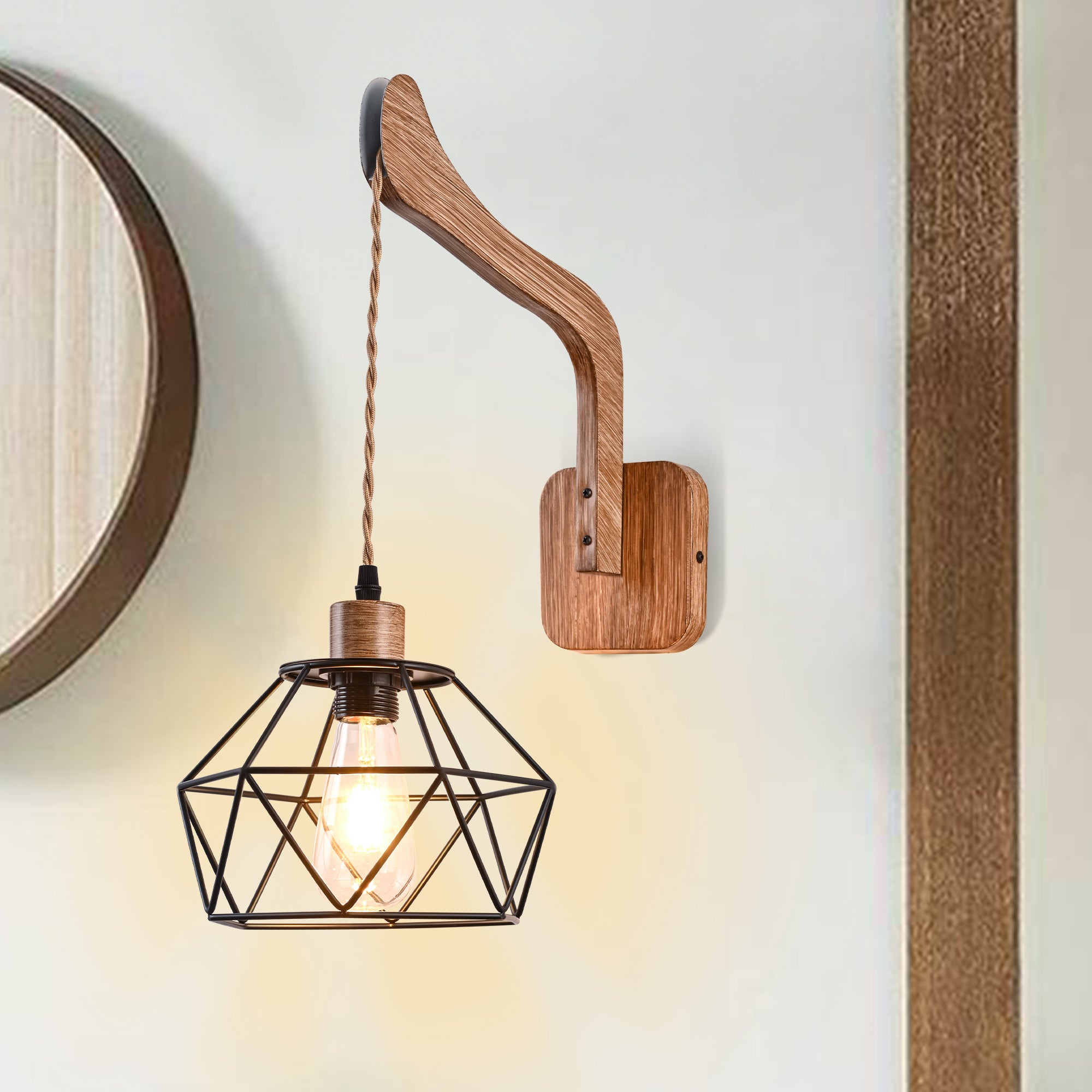 1 - Light Farmhouse Industrial Swing Arm Sconce, Adjustable Arm Wall Sconce Wall Light