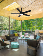 Industrial 48 Inch Outdoor Ceiling Fan with Light, Waterproof Black Blades, Dimmable LED and Remote Control Ceiling Fan Quiet DC Motor Ceiling Fan Suit for Patio, Gazebos