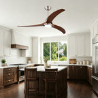 52 Inch Modern Stain Nickel Walnut Wood Ceiling Fan with Lights & Remote Control, 6 Speed DC Motor Reversible Ceiling Fan