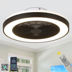 19 Inch Modern Smart Flush Mount Ceiling Fan with Dimmable LED Light and Remote, 6 Speeds DC Motor Bladeless Ceiling Fan for Low Profile with RGB Light