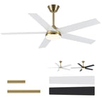 52 Inch Modern Smart Gold Ceiling Fan with Dimmable LED Light and Remote & APP Control, 6-Speed DC Motor Reversible Ceiling Fan