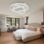 24 Inch Modern Smart Flush Mount LED Ceiling Fan with Light and Remote, 6 Speeds DC Motor Bladeless Low Profile Ceiling Fan
