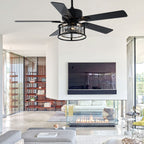 BD2067-BellaDepot 52" Luxury Crystal Caged Reversible Ceiling Fan with Remote and 3 Lights, DC Motor Ceiling Fan