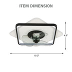 19 Inch Square Modern Smart Low Profile Ceiling Fan with LED Light, 6 Speeds DC Motor Flush Mount Ceiling Fan for Bedroom