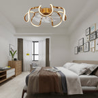 20 Inch Gold/Brown Irregular Flush Mount Ceiling Fan with LED Light and Remote, 6 Speeds DC Motor Reversible Bladeless Ceiling Fan