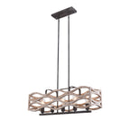 5 - Light Rectangle Farmhouse Chandelier for Dining Room Wooden Chandelier, 34" Kitchen Island Lighting