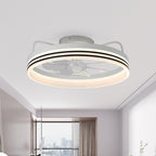 20 Inch Black/Gold/White Modern Flush Mount Ceiling Fan with Dimmable LED Light and Remote Control, 6 Speeds Bladeless Low Profile Ceiling Fan