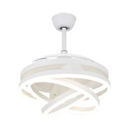 42 Inch Modern Smart Retractable Ceiling Fan with LED Light and Remote, 6 Speeds DC Motor Bladeless Ceiling Fan with DIY Shade