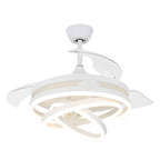 42 Inch Modern Smart Retractable Ceiling Fan with LED Light and Remote, 6 Speeds DC Motor Bladeless Ceiling Fan with DIY Shade