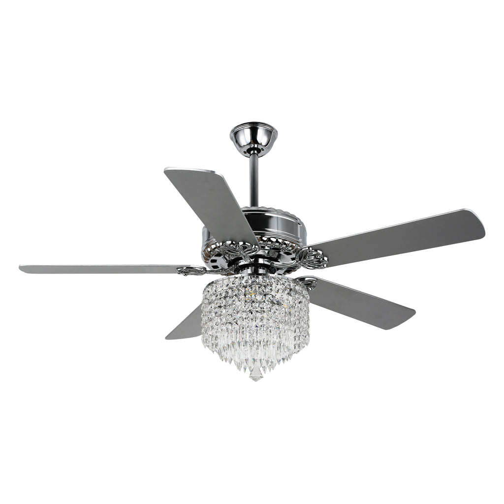 DC2017-BellaDepot 52" Luxury Crystal Chandelier Ceiling Fan with Remote and 3 Lights, Large Size Ceiling Fan