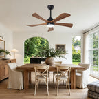 42 Inch Traditional Farmhouse Solid Wood 5 Blade Ceiling Fan with Lights & Remote Control, 6 Speed DC Motor Reversible Ceiling Fan